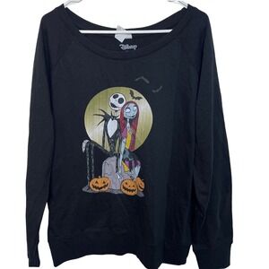 Disney Nightmare Befor Christmas Jack Sally Black Graphic Sweatshirt XL NWOT Y2K